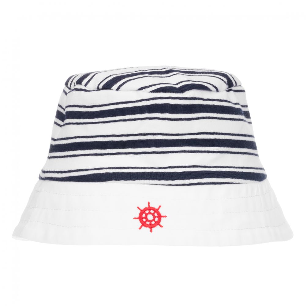 Patachou - White & Blue Baby Hat | Childrensalon