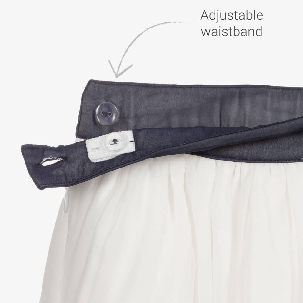 Patachou-تنورة شيفون لون أبيض و كحلي | Childrensalon Outlet