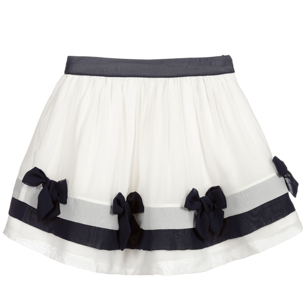 Patachou - White & Blue Chiffon Skirt | Childrensalon