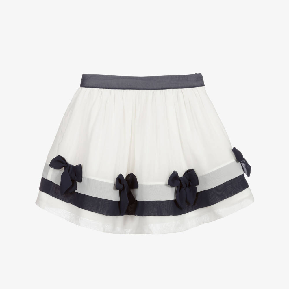 Patachou-تنورة شيفون لون أبيض و كحلي | Childrensalon Outlet