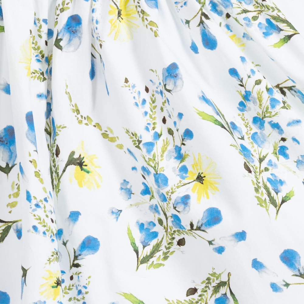 Patachou-White & Blue Cotton Skirt | Childrensalon Outlet