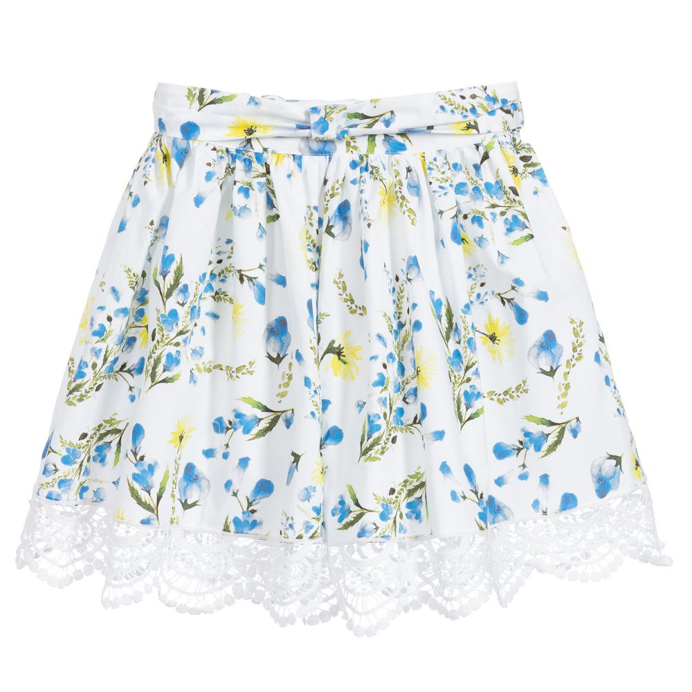 Patachou - White & Blue Cotton Skirt | Childrensalon