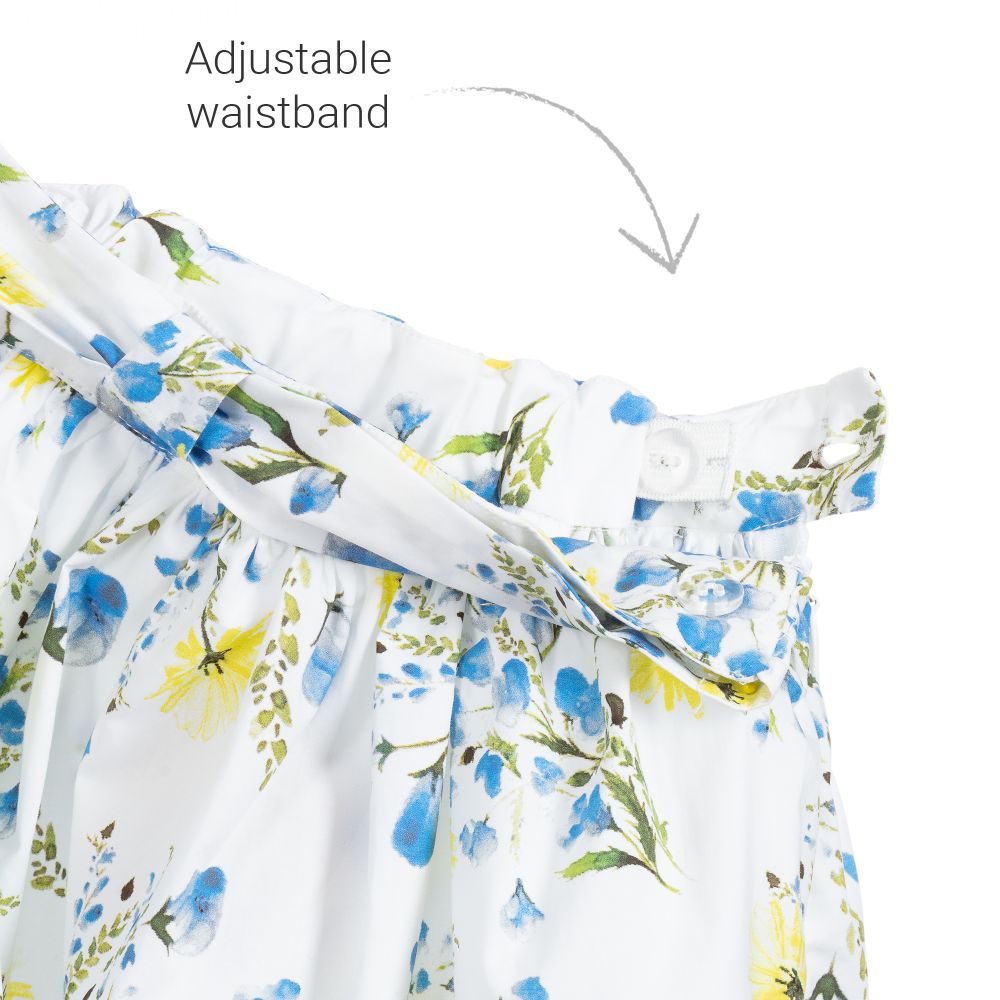 Patachou-White & Blue Cotton Skirt | Childrensalon Outlet