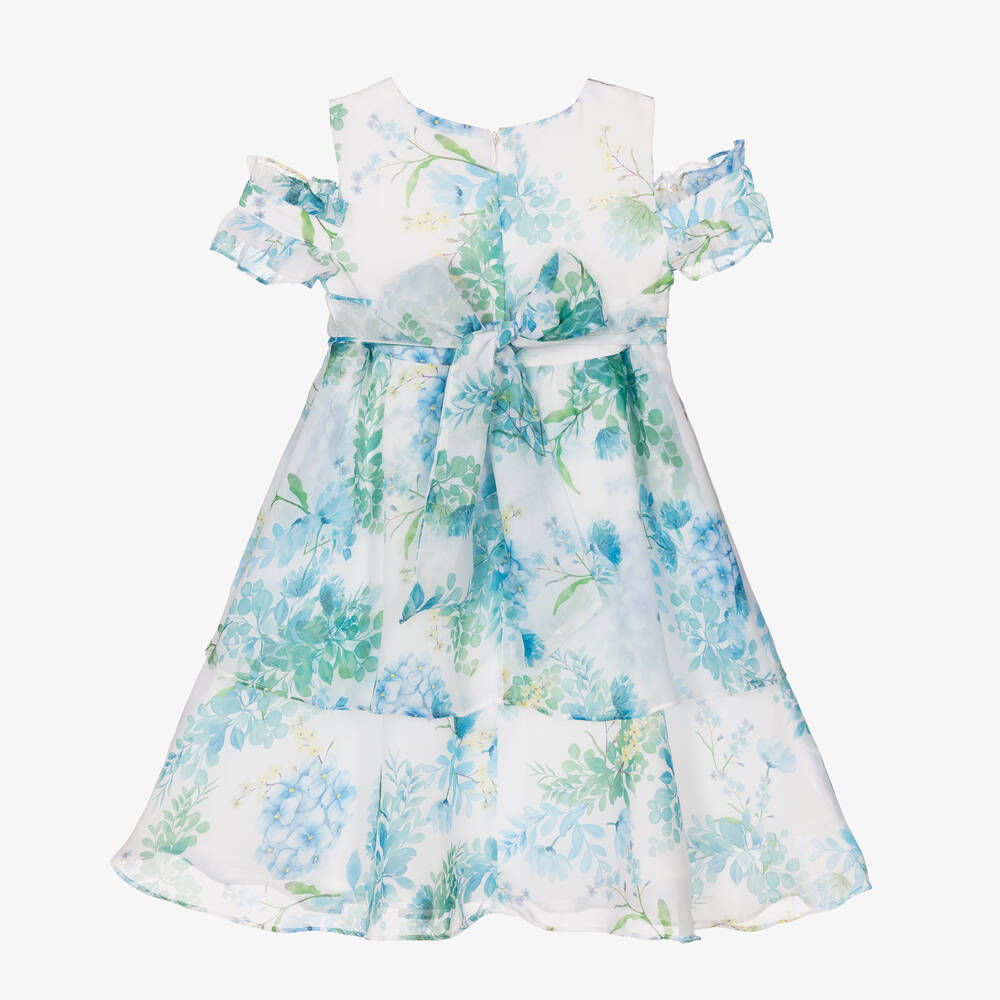 Patachou-Белое шифоновое платье с голубыми цветами | Childrensalon Outlet