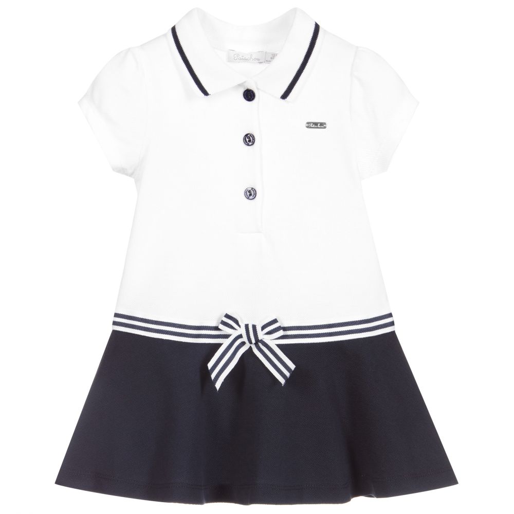 Patachou - White & Blue Polo Dress  | Childrensalon