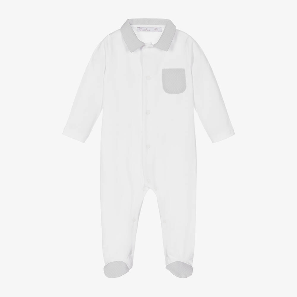 Patachou - White Cotton Babygrow | Childrensalon