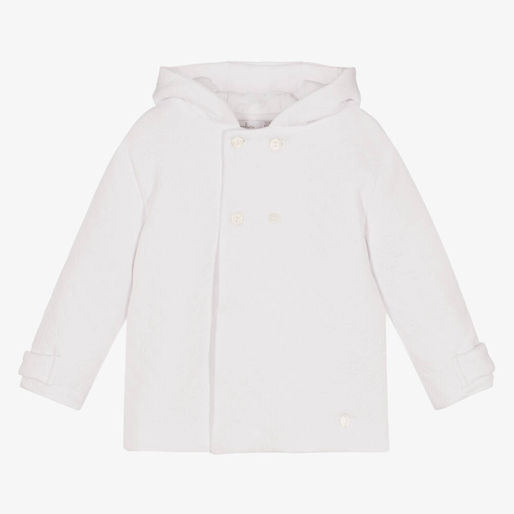 Patachou - White Cotton Jersey Baby Jacket | Childrensalon