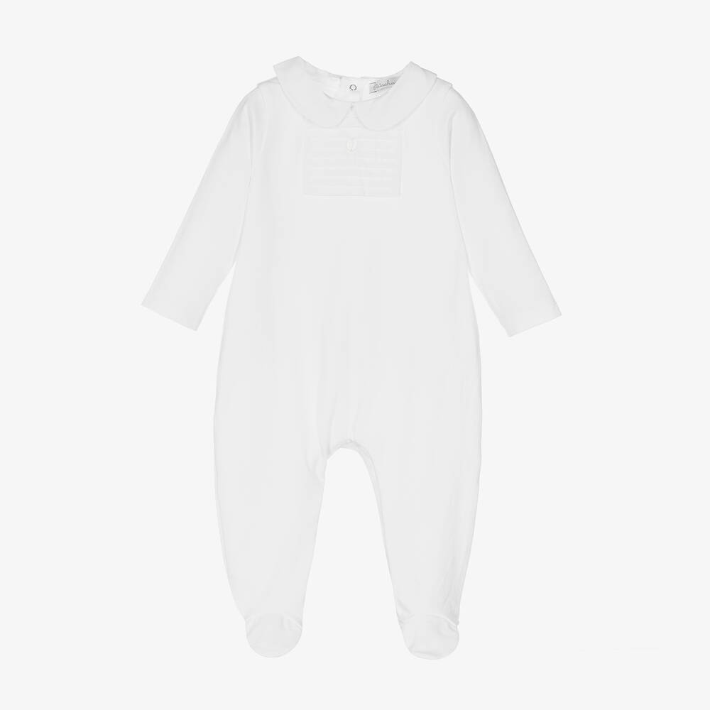 Patachou - White Cotton Jersey Babygrow | Childrensalon