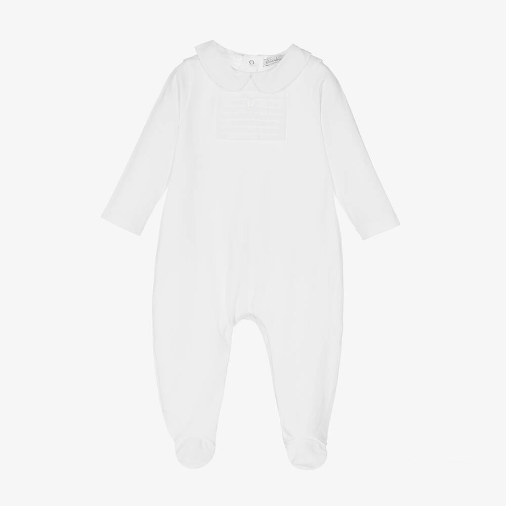 Patachou-White Cotton Jersey Babygrow | Childrensalon Outlet