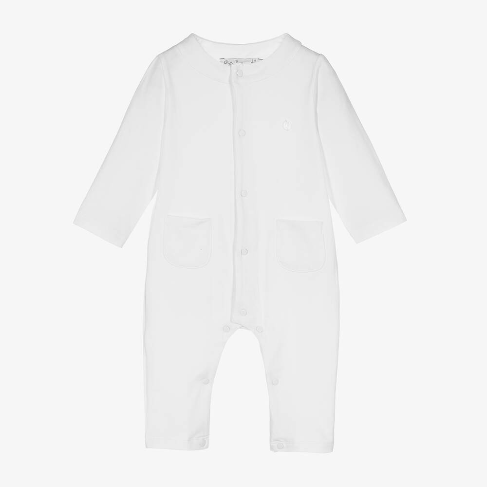 Patachou - White Cotton Jersey Romper | Childrensalon