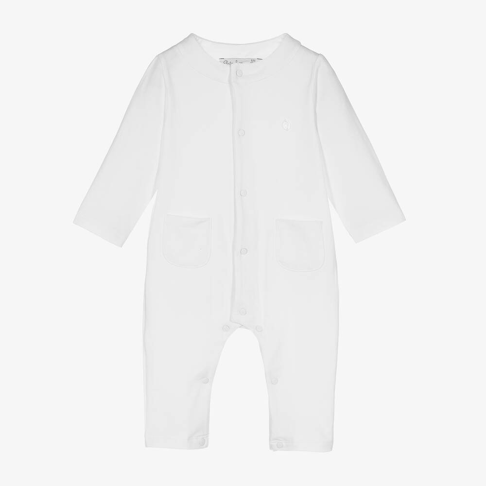 Patachou-White Cotton Jersey Romper | Childrensalon Outlet