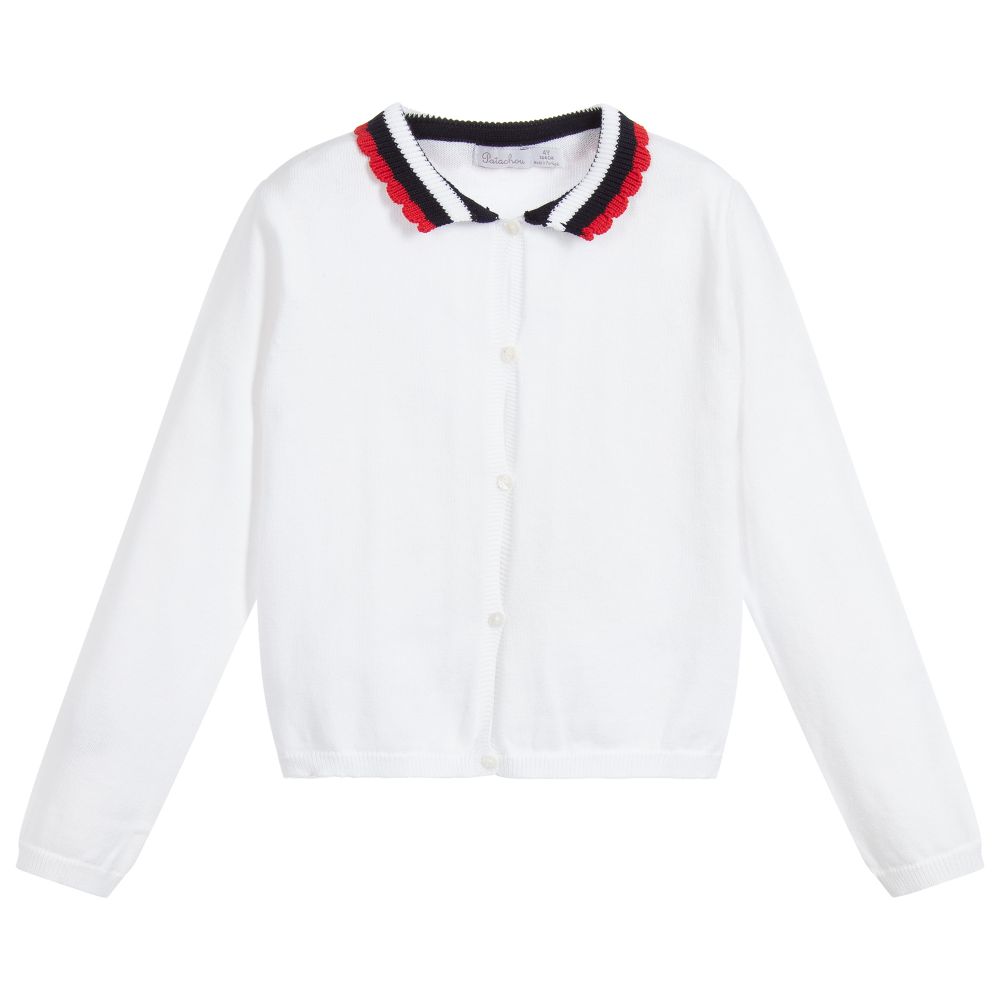 Patachou - White Cotton Knit Cardigan | Childrensalon