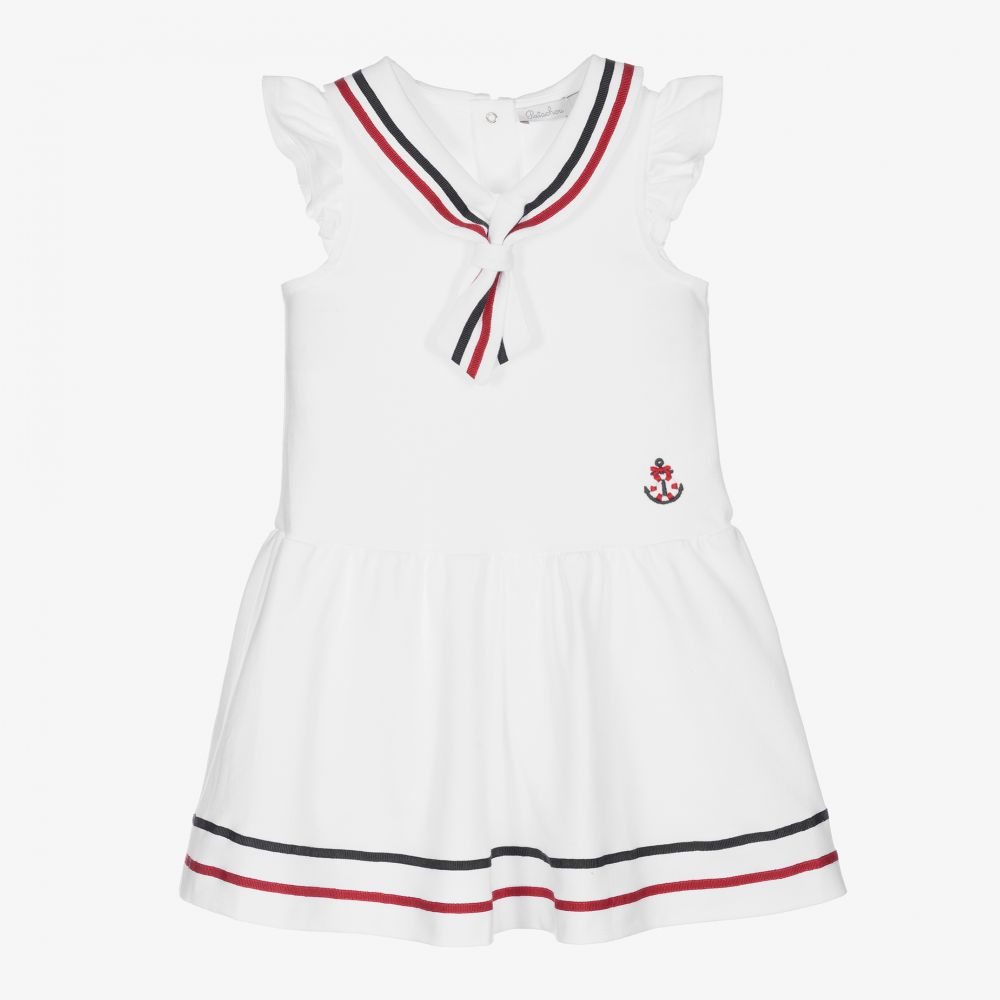 Patachou - White Cotton Sailor Dress | Childrensalon