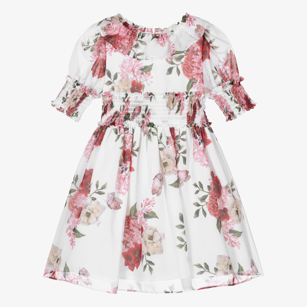 Patachou - Robe blanche à fleurs en mousseline | Childrensalon