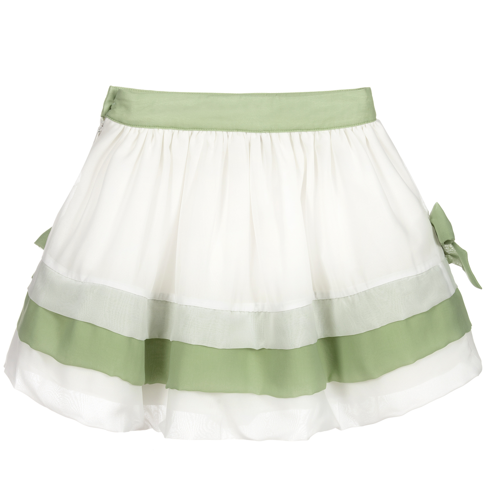 Patachou-Бело-зеленая шифоновая юбка | Childrensalon Outlet