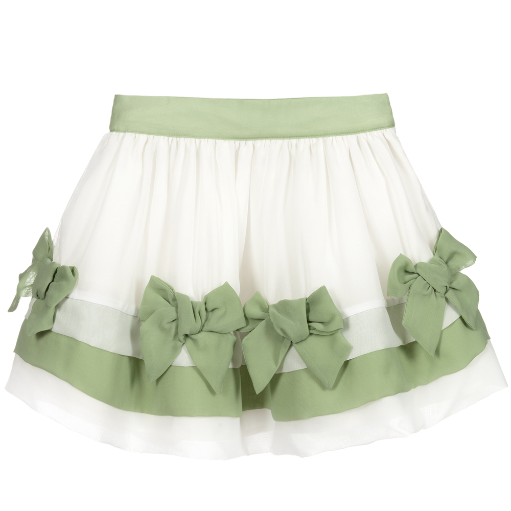 Patachou - Бело-зеленая шифоновая юбка | Childrensalon