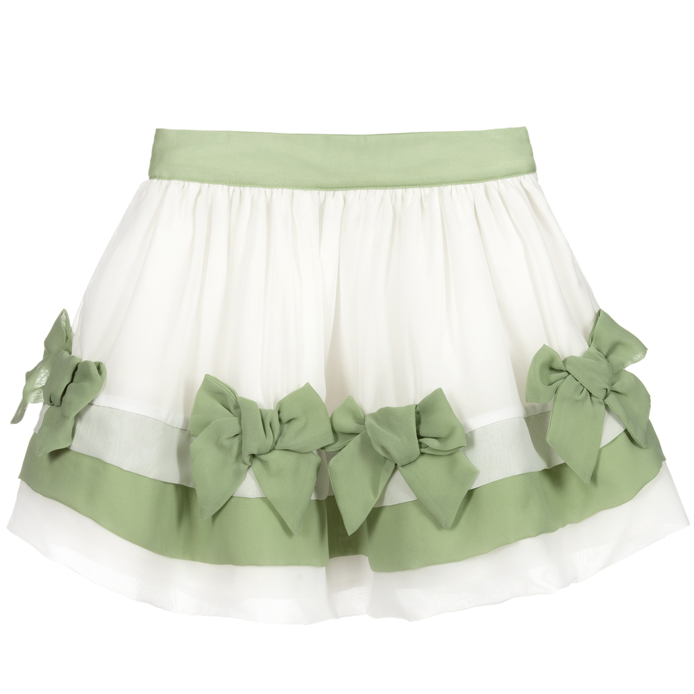 Patachou - Jupe blanche et verte en mousseline | Childrensalon