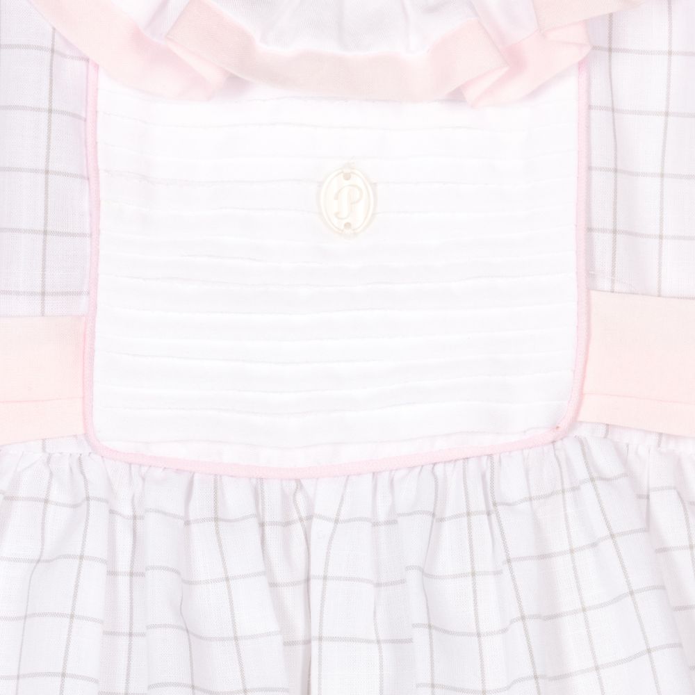 Patachou-White & Grey Cotton Baby Dress | Childrensalon Outlet