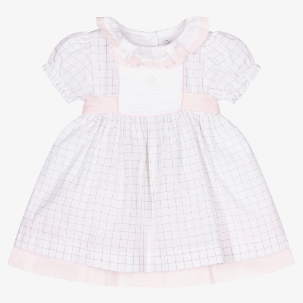 Patachou - Robe blanche/grise coton Bébé | Childrensalon