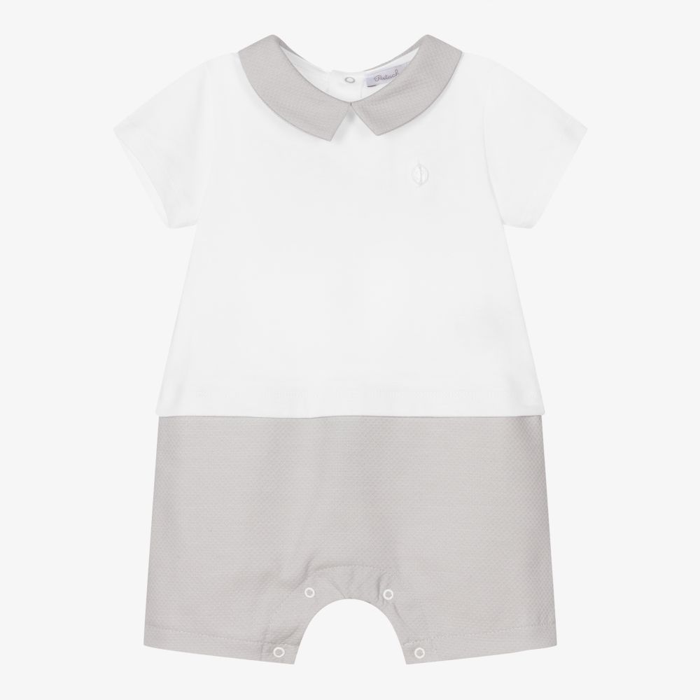 Patachou - White & Grey Cotton Shortie | Childrensalon