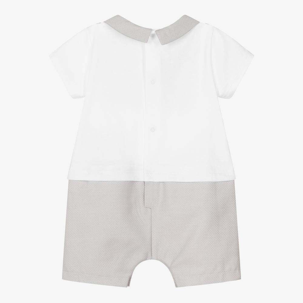 Patachou-White & Grey Cotton Shortie | Childrensalon Outlet