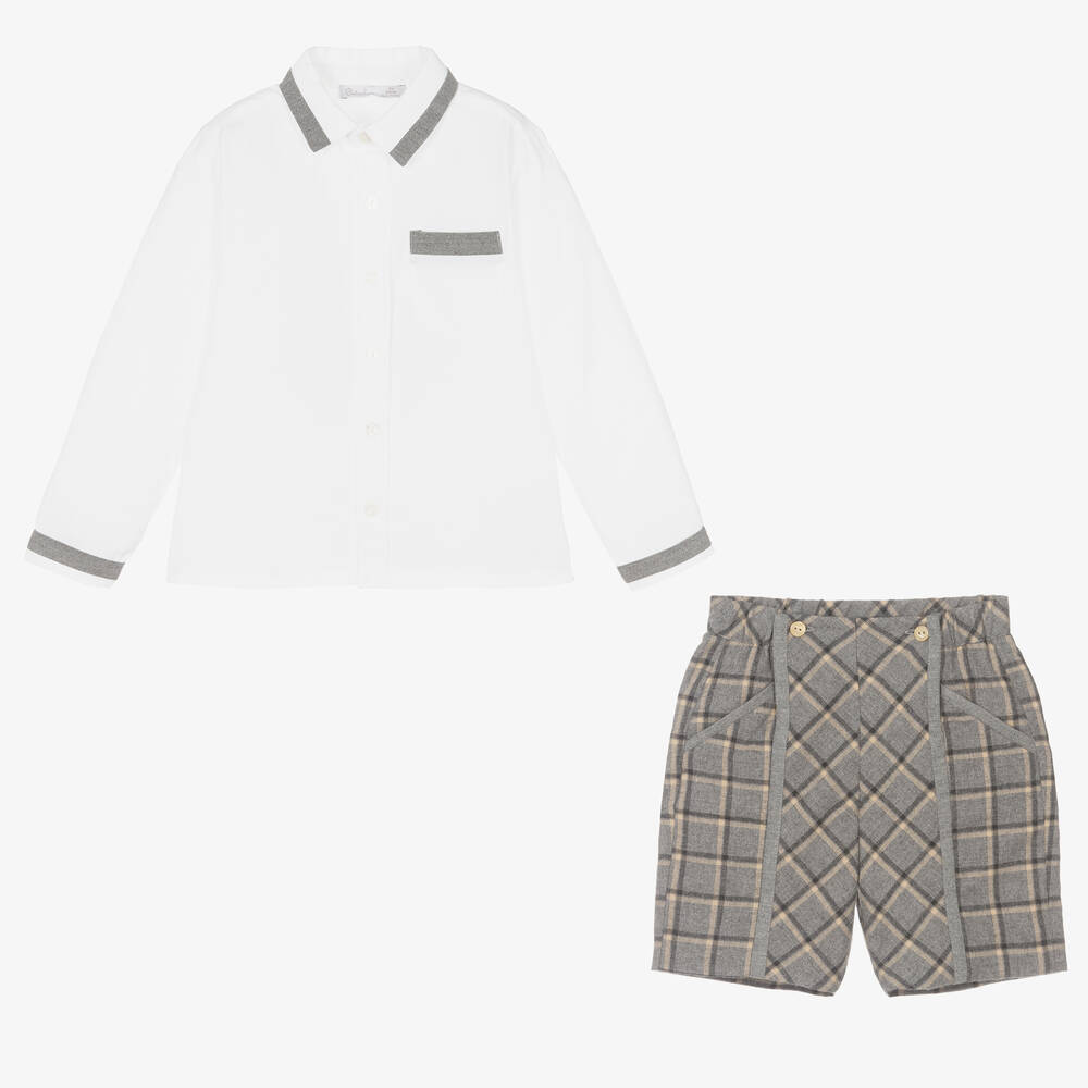 Patachou-Белый топ и серые шорты из хлопка | Childrensalon Outlet