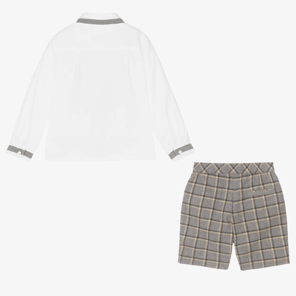 Patachou-Белый топ и серые шорты из хлопка | Childrensalon Outlet