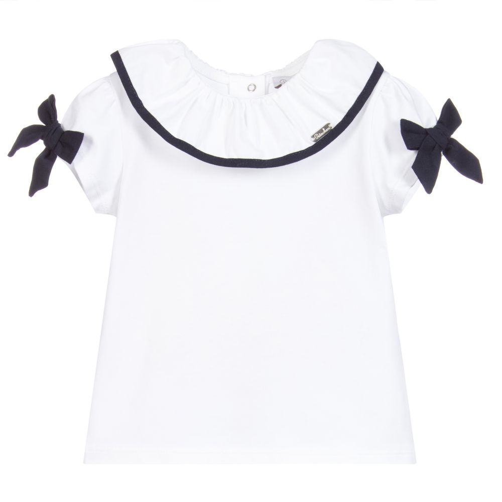 Patachou - Weißes Jersey-T-Shirt mit Rüschen | Childrensalon