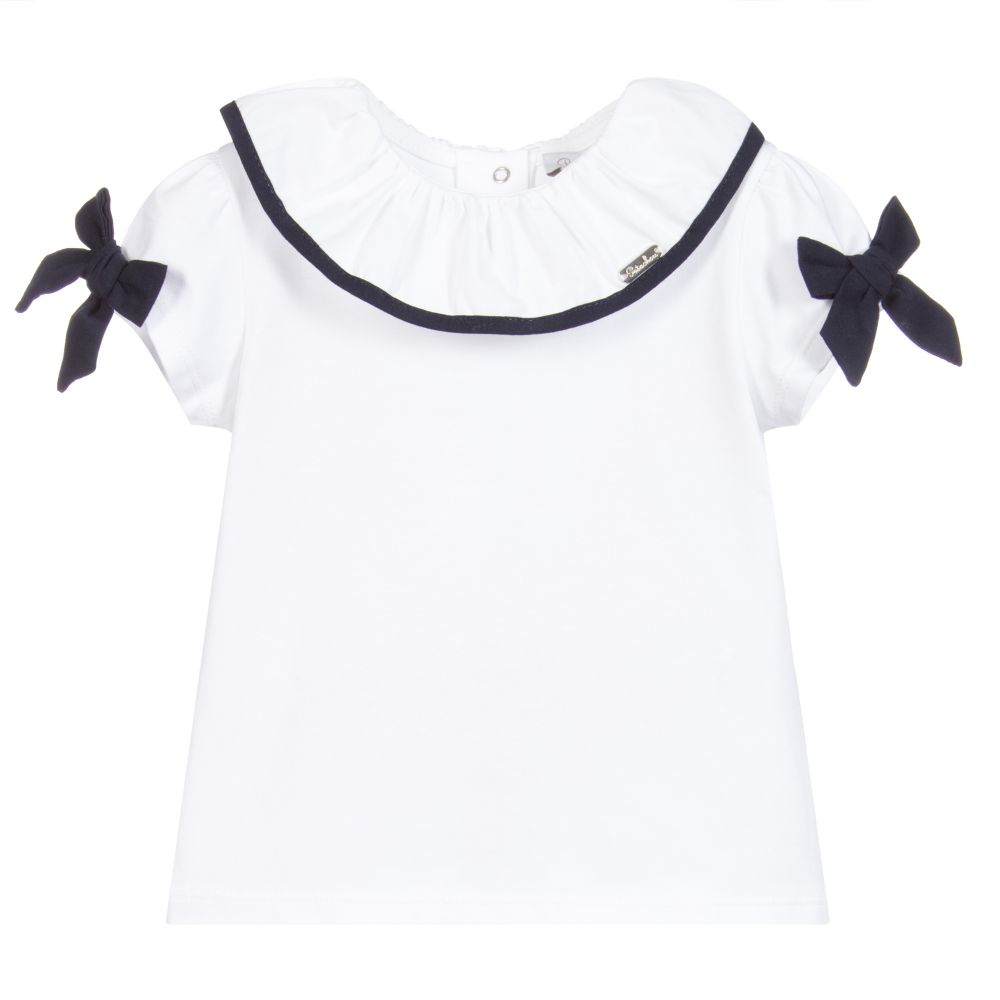 Patachou - T-shirt blanc en jersey à volants | Childrensalon