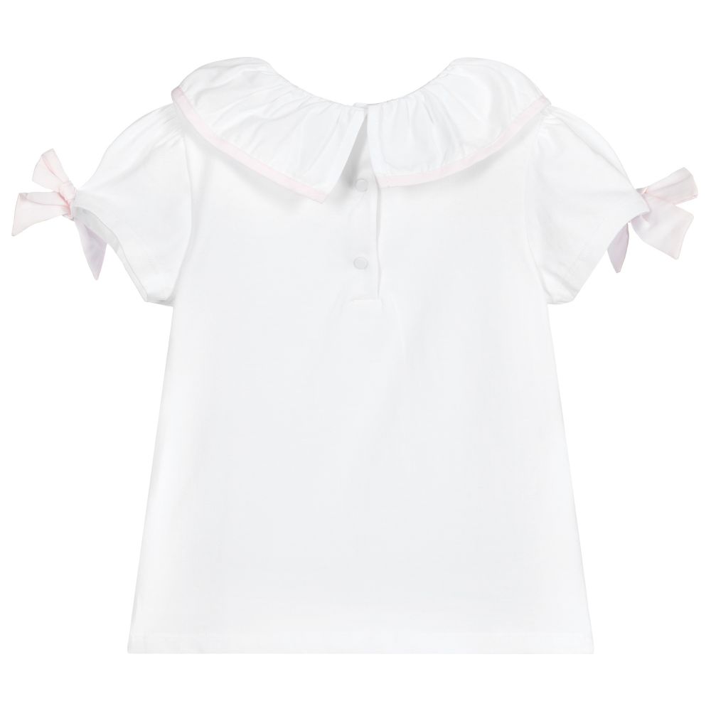 Patachou-Белая футболка из джерси с оборками | Childrensalon Outlet