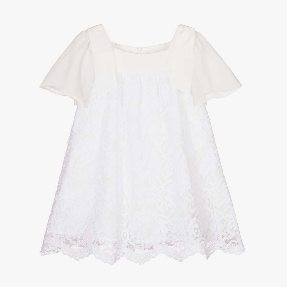 Patachou-White Lace & Chiffon Dress  | Childrensalon Outlet
