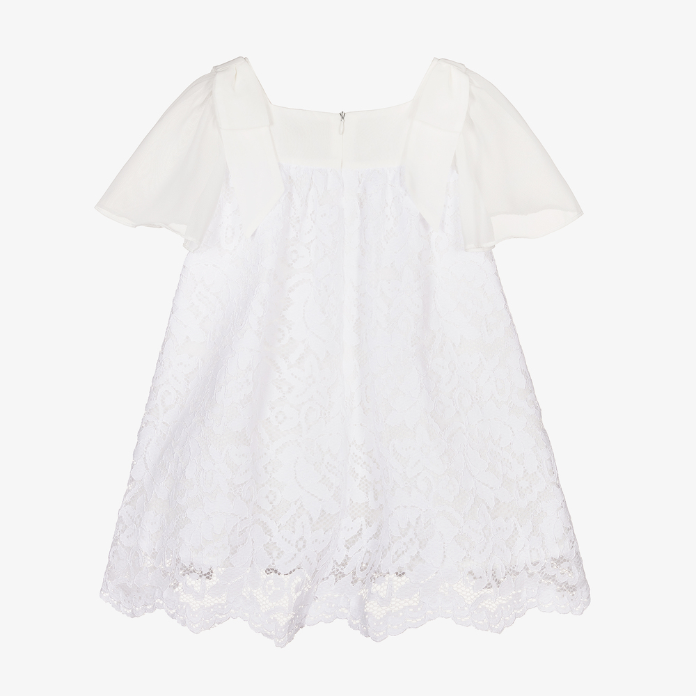 Patachou-فستان دانتيل وشيفون لون أبيض | Childrensalon Outlet