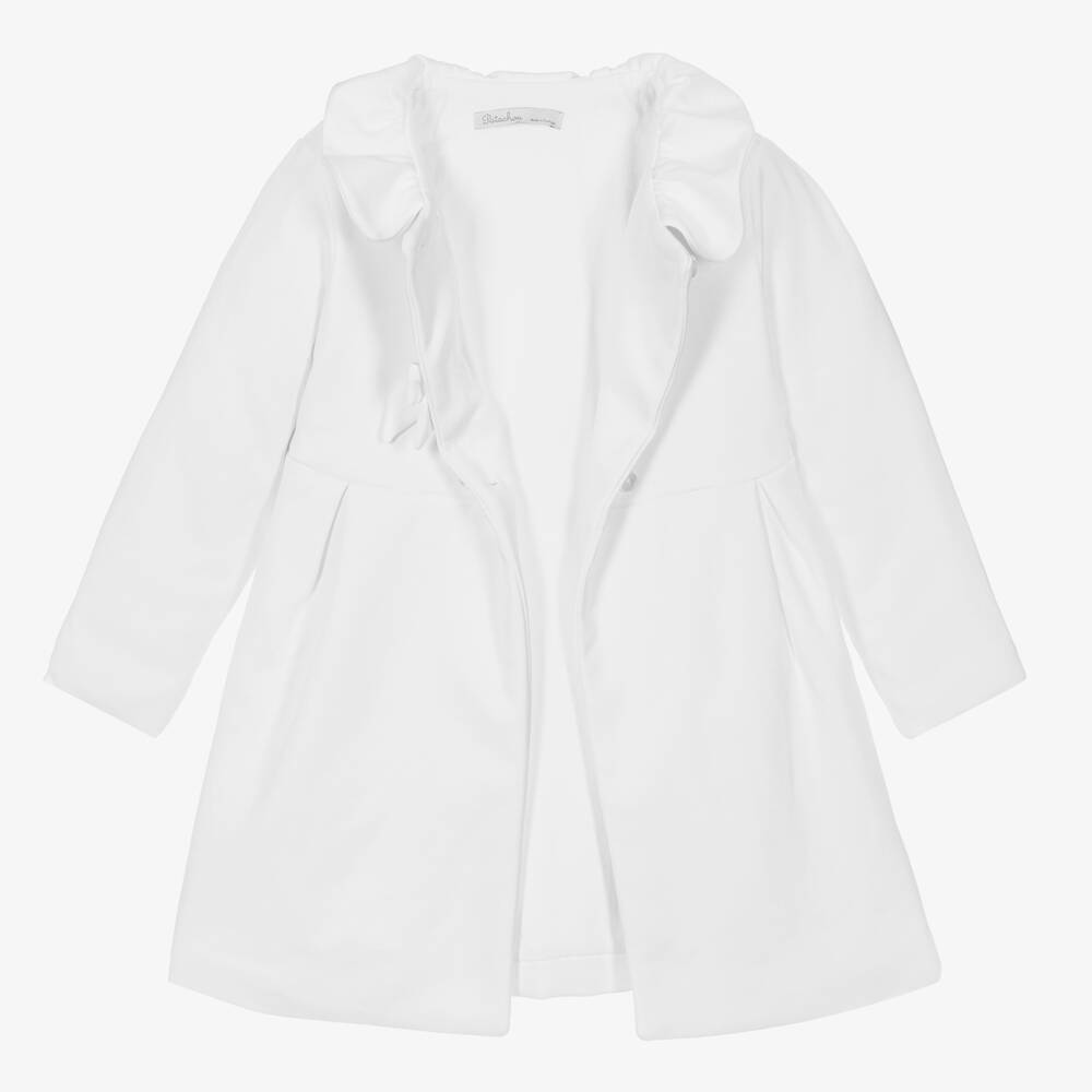 Patachou-White Padded Jersey Coat | Childrensalon Outlet