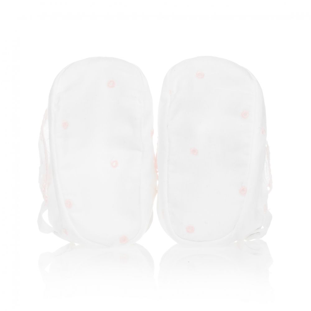 Patachou-White & Pink Cotton Booties | Childrensalon Outlet