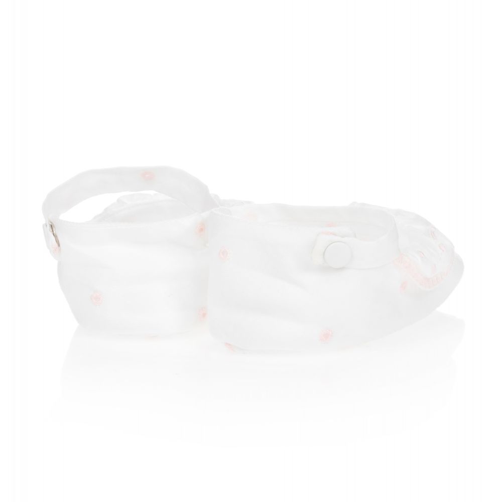 Patachou-White & Pink Cotton Booties | Childrensalon Outlet