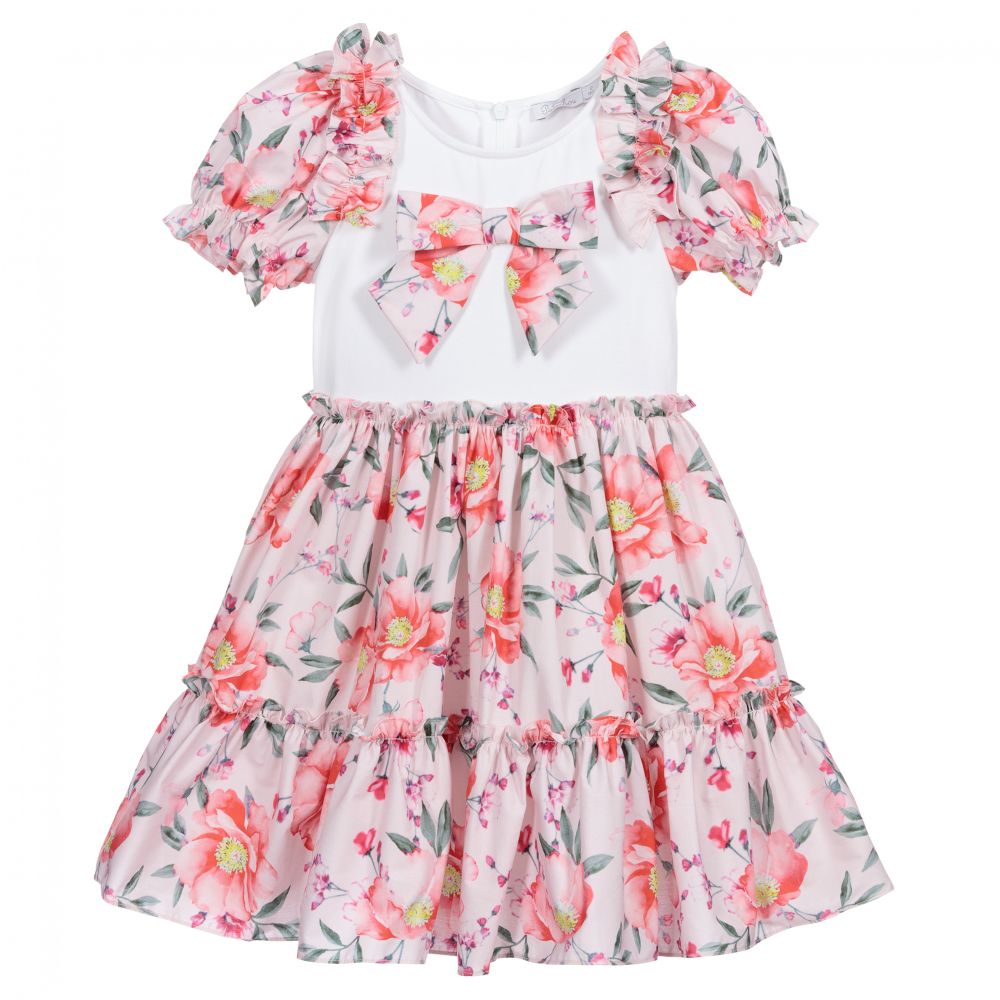 Patachou - White & Pink Cotton Dress | Childrensalon