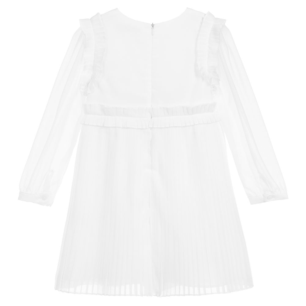 Patachou-White Pleated Chiffon Dress | Childrensalon Outlet