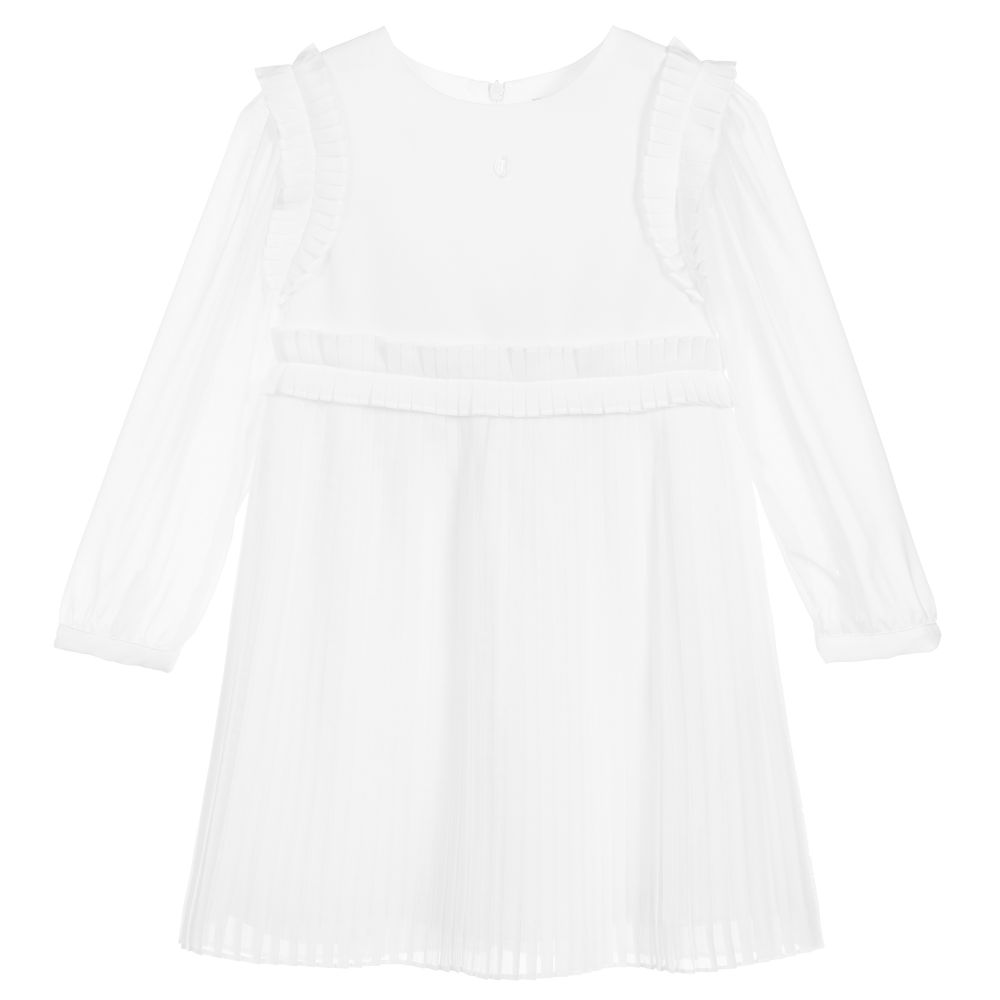 Patachou - White Pleated Chiffon Dress | Childrensalon