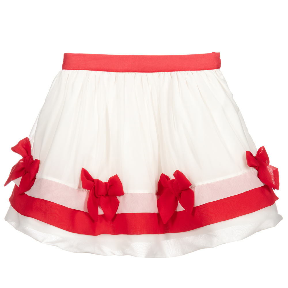 Patachou - Jupe blanche et rouge en mousseline | Childrensalon
