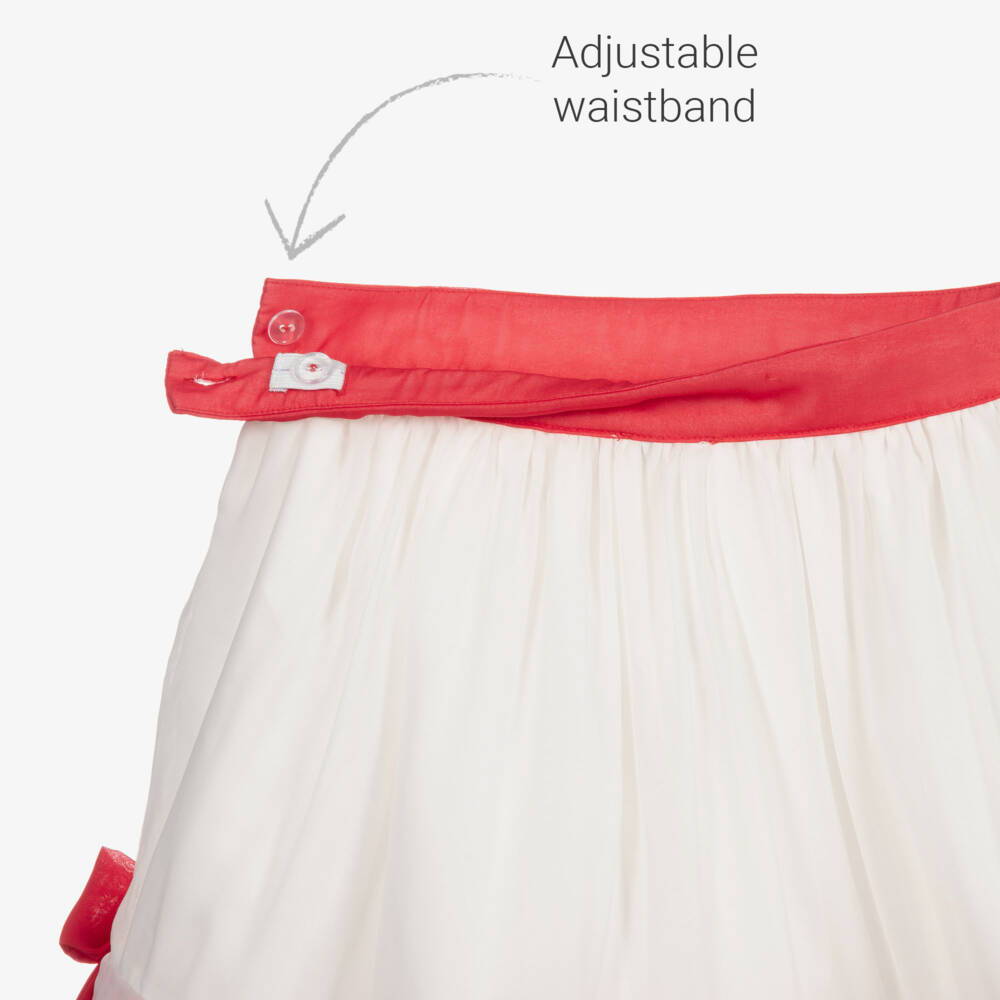 Patachou-تنورة شيفون لون أبيض و أحمر | Childrensalon Outlet