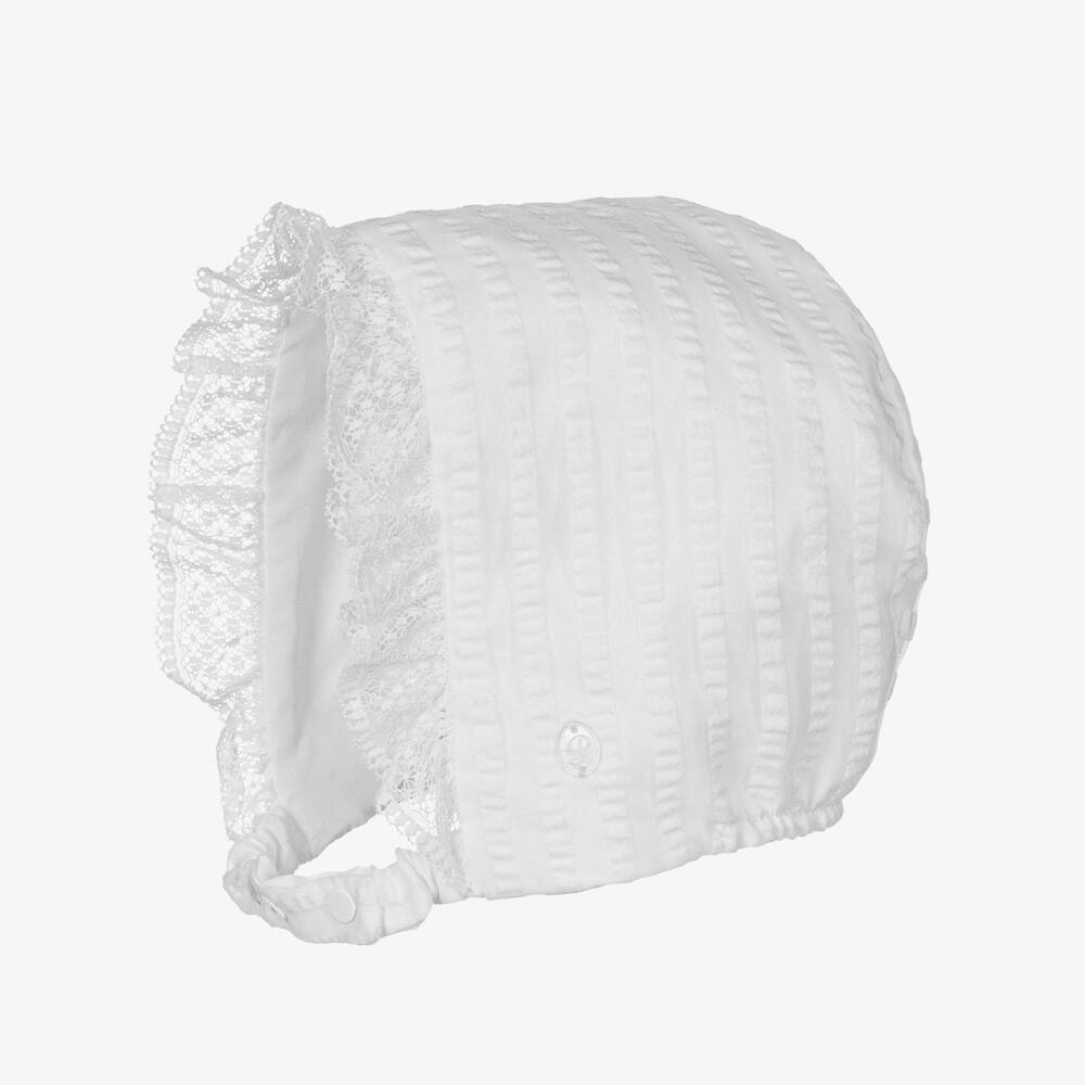 Patachou-Белое крестильное платье и чепчик из органзы | Childrensalon Outlet