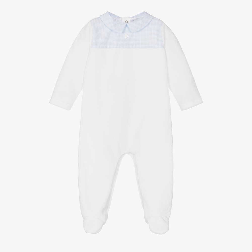 Patachou - White Velour Babygrow | Childrensalon