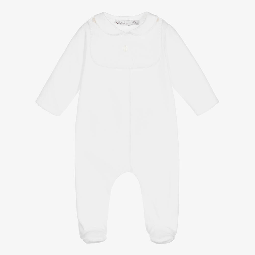 Patachou - White Velour Babygrow | Childrensalon