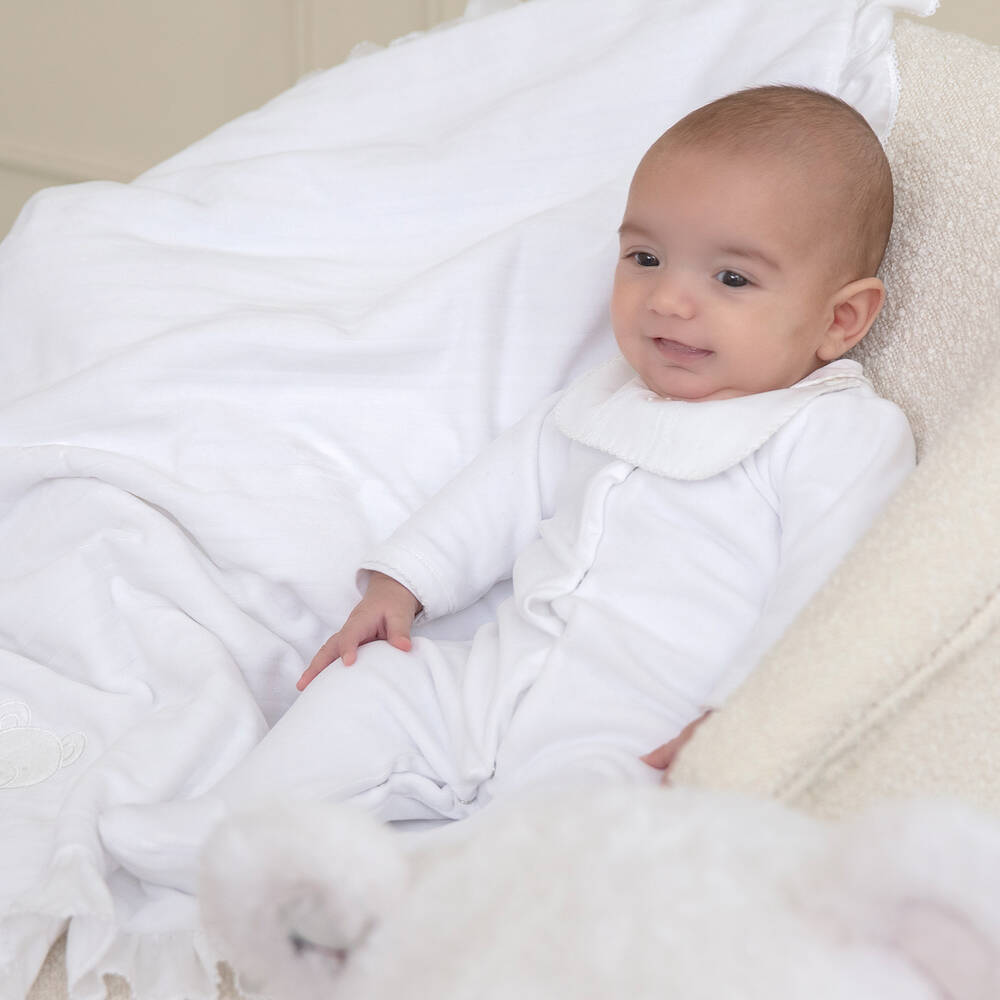 Patachou-بيبي غرو قطن قطيفة لون أبيض للأطفال | Childrensalon Outlet