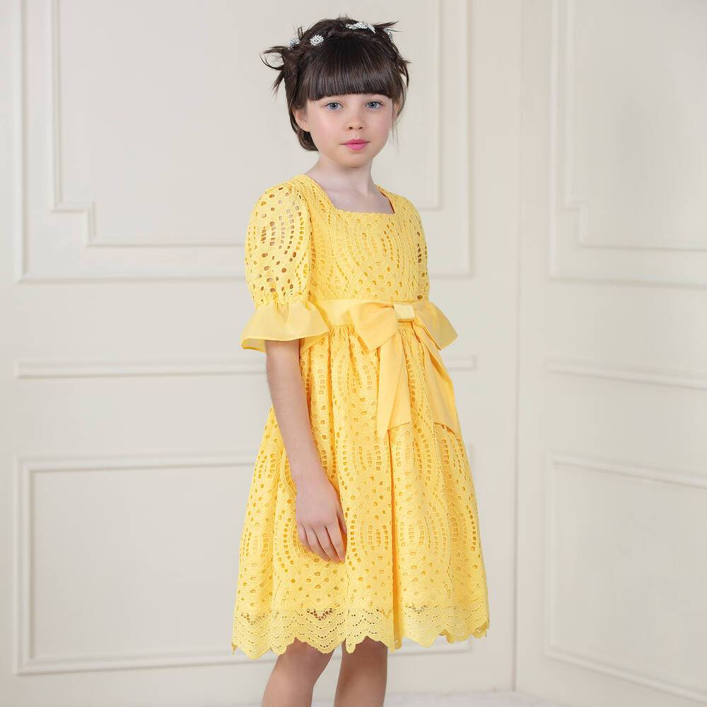 Patachou-Yellow Lace Dress | Childrensalon Outlet