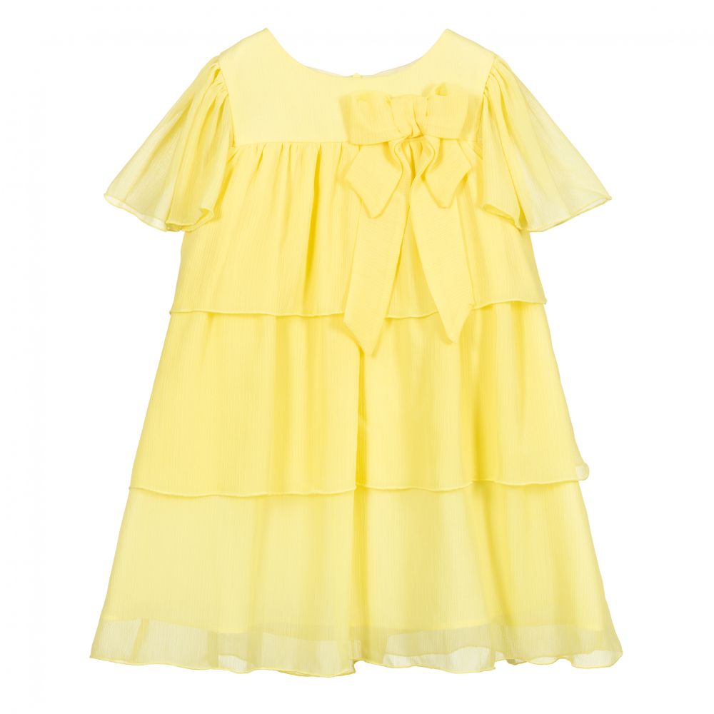 Patachou - Желтое многоярусное шифоновое платье | Childrensalon