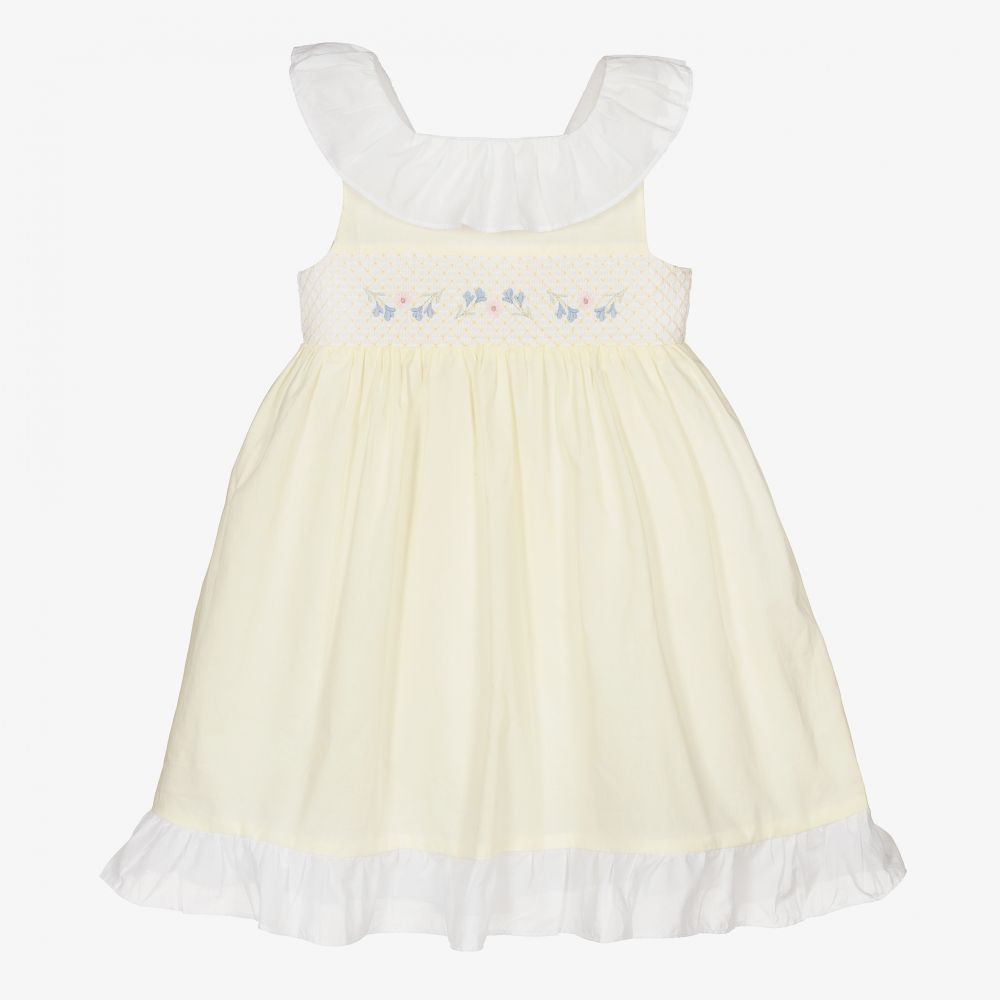 Patachou-Желтое хлопковое платье с вафельными сборками | Childrensalon Outlet
