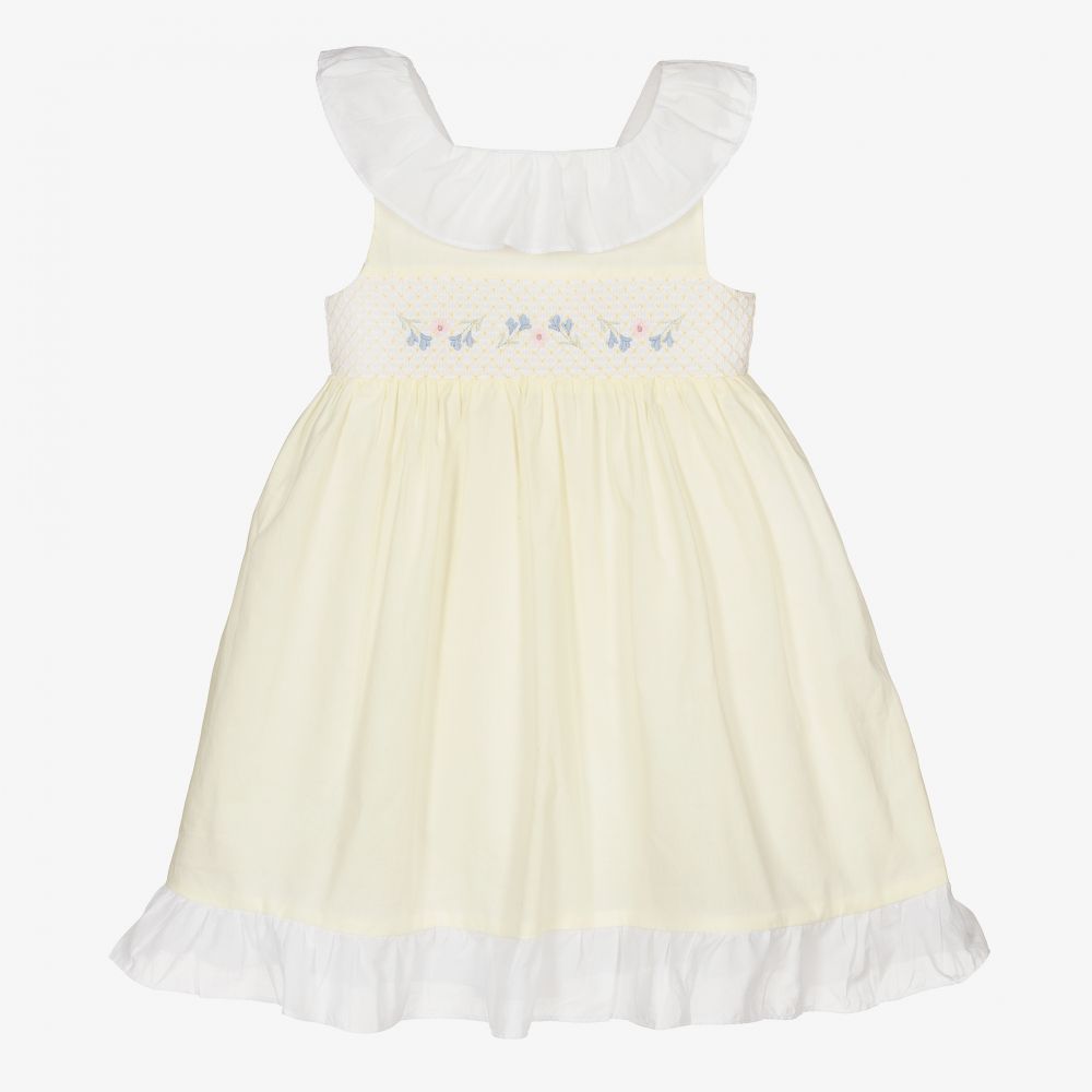 Patachou - Robe jaune en coton à smocks | Childrensalon