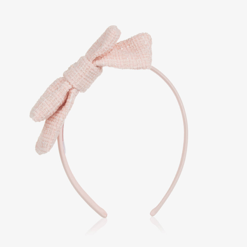 Patachou-Young Ladies Rosy Tweed Bow Headband | Childrensalon Outlet