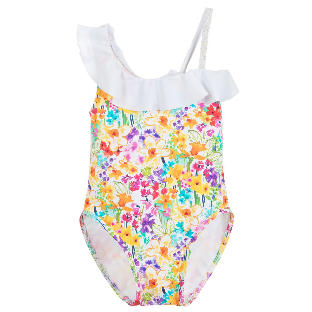 Paté de Sable - Girls Floral & Ruffle Swimsuit | Childrensalon